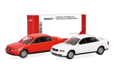 Herpa 014380 - H0 - Audi A4 Limousine - rot/weiß (2 Stück) - Bausatz